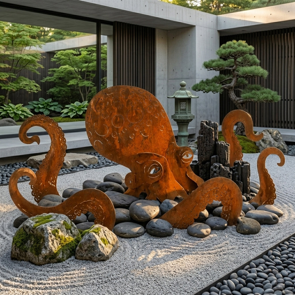 🔥Last Day 50% OFF🔥- 🐙Rust Patina Giant Squid Garden Sculpture