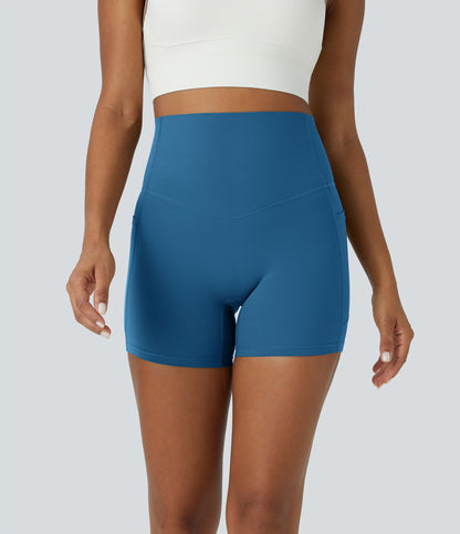 High Waisted Tummy Control Side Pocket Shaping Training Biker Shorts 5''