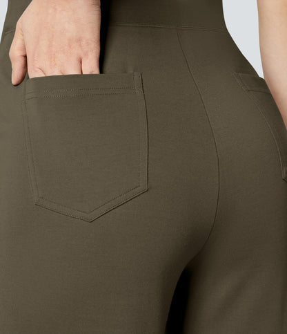 High Waisted Pocket Wide Leg Work Pants