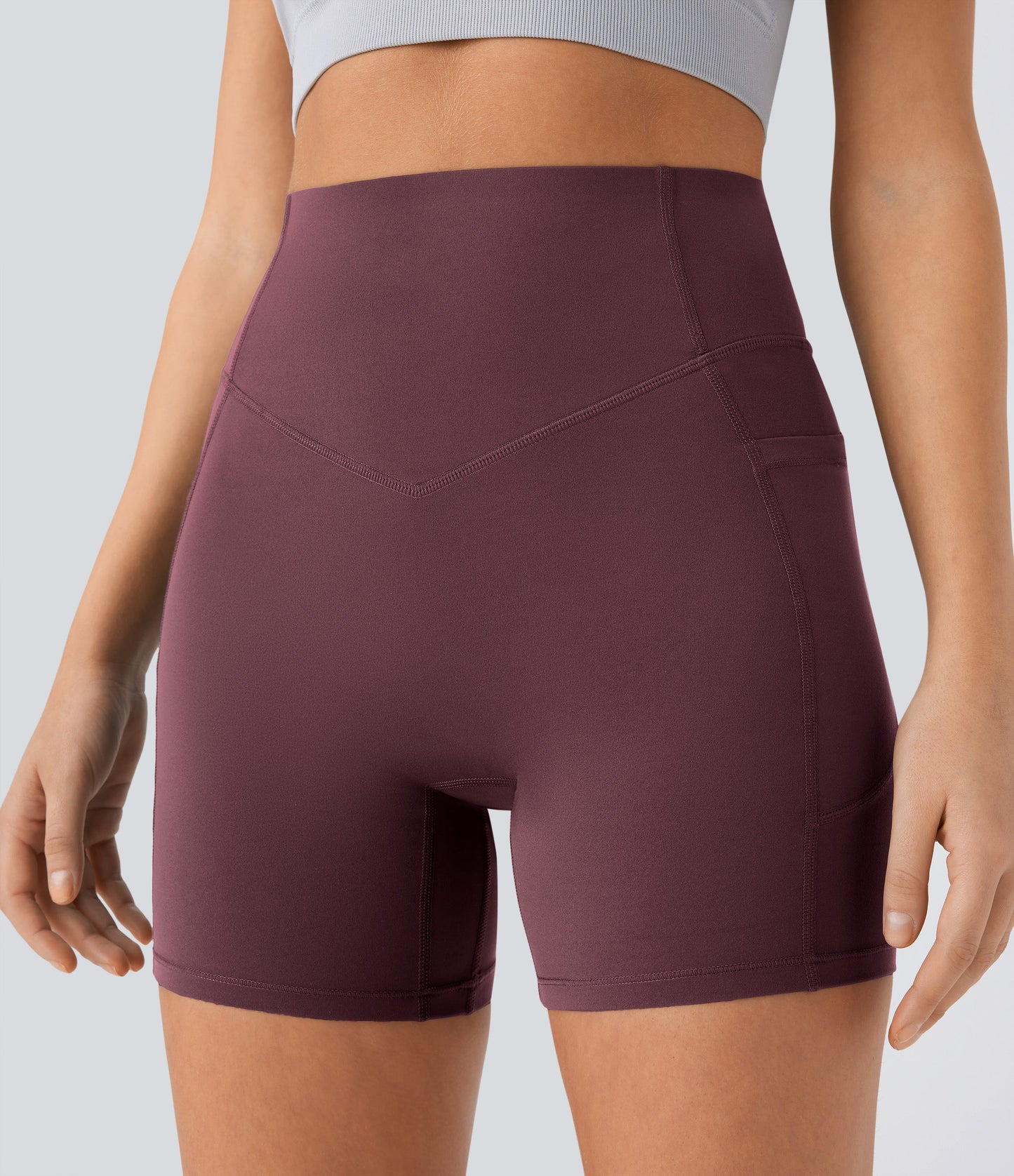 High Waisted Scrunch Butt Lifting Tummy Control Side Pocket Shaping Workout Biker Shorts 5''