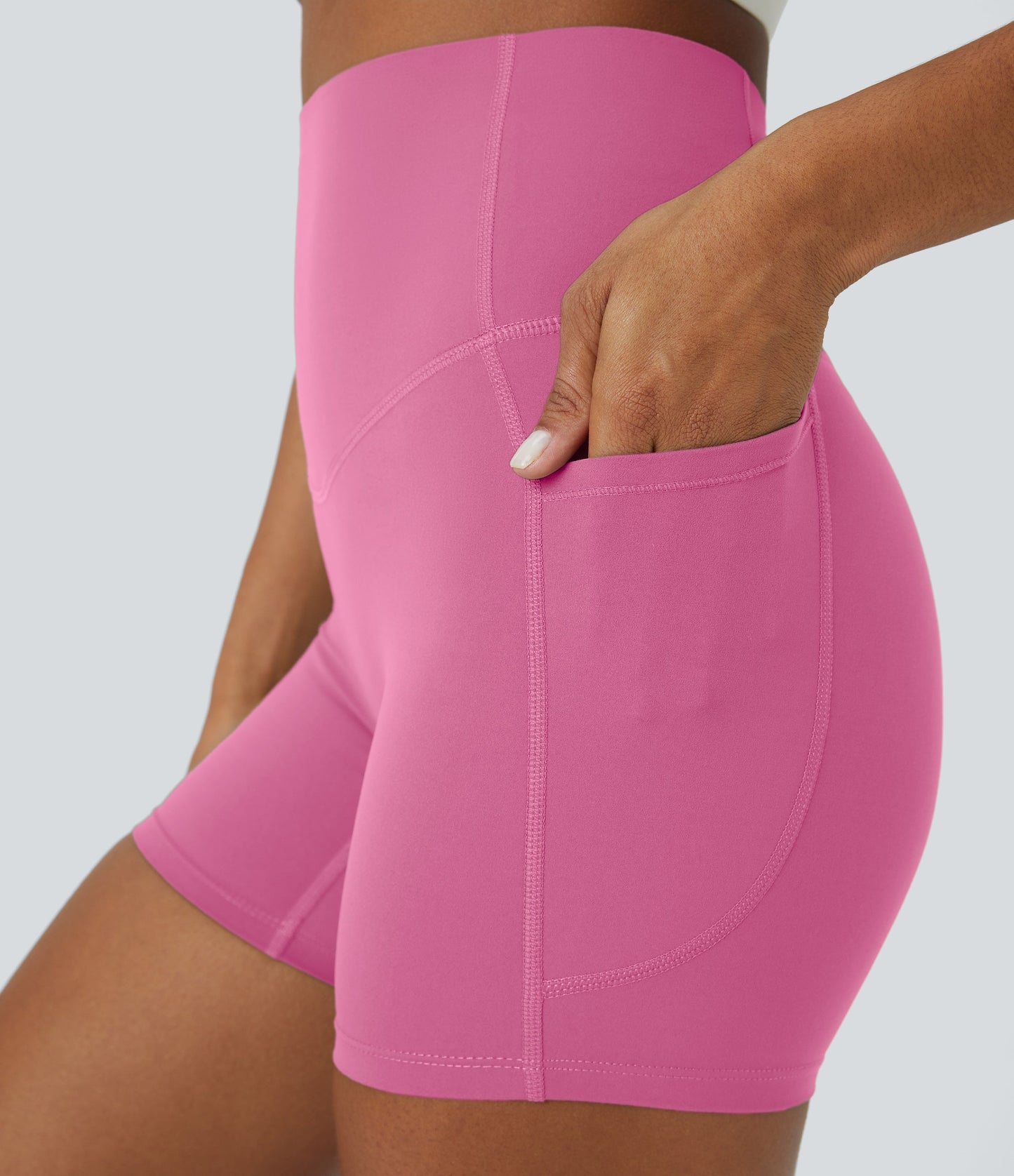 High Waisted Tummy Control Side Pocket Shaping Training Biker Shorts 5''
