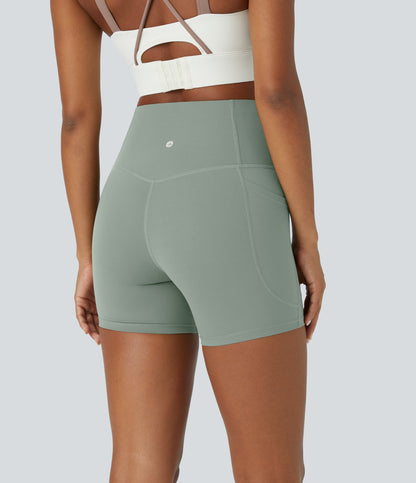 High Waisted Tummy Control Side Pocket Shaping Training Biker Shorts 5''
