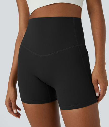 High Waisted Tummy Control Side Pocket Shaping Training Biker Shorts 5''