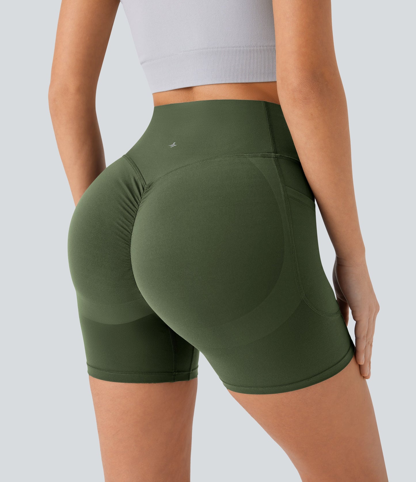 High Waisted Scrunch Butt Lifting Tummy Control Side Pocket Shaping Workout Biker Shorts 5''