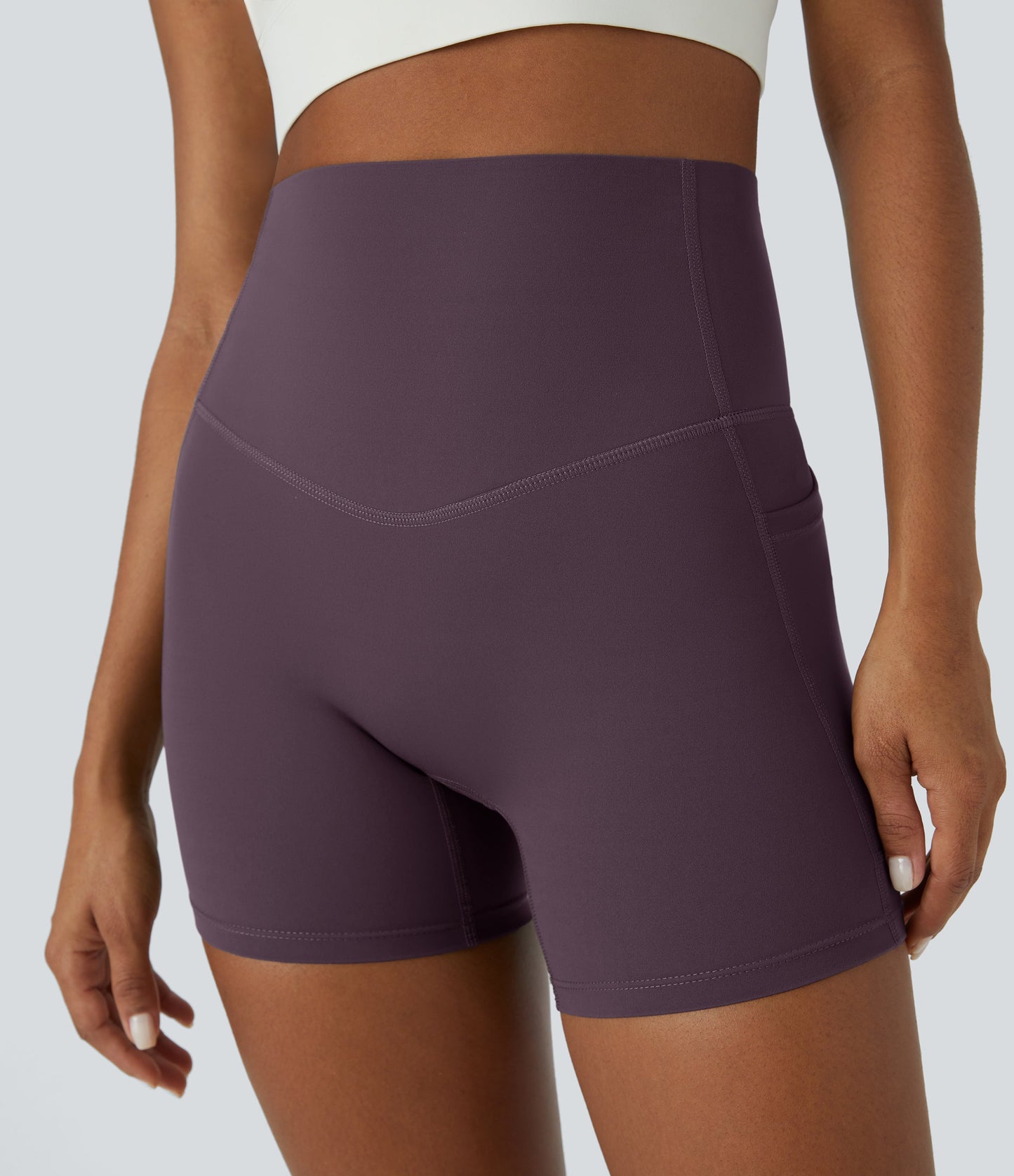 High Waisted Tummy Control Side Pocket Shaping Training Biker Shorts 5''