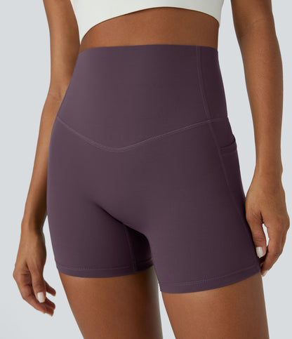 High Waisted Tummy Control Side Pocket Shaping Training Biker Shorts 5''