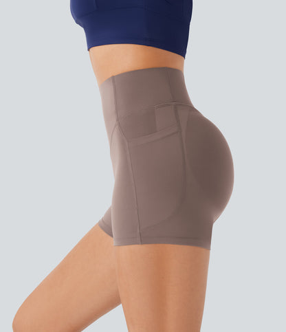 High Waisted Scrunch Butt Lifting Tummy Control Pocket Shaping Workout Biker Shorts 3''