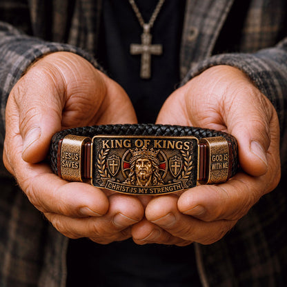 ✝️KING OF KINGS bracelet - 🙏Fit: Flexible design – fits most wrists (7–10.5 in)