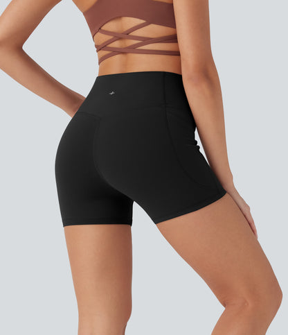 High Waisted Tummy Control Pocket Shaping Training Biker Shorts 3''