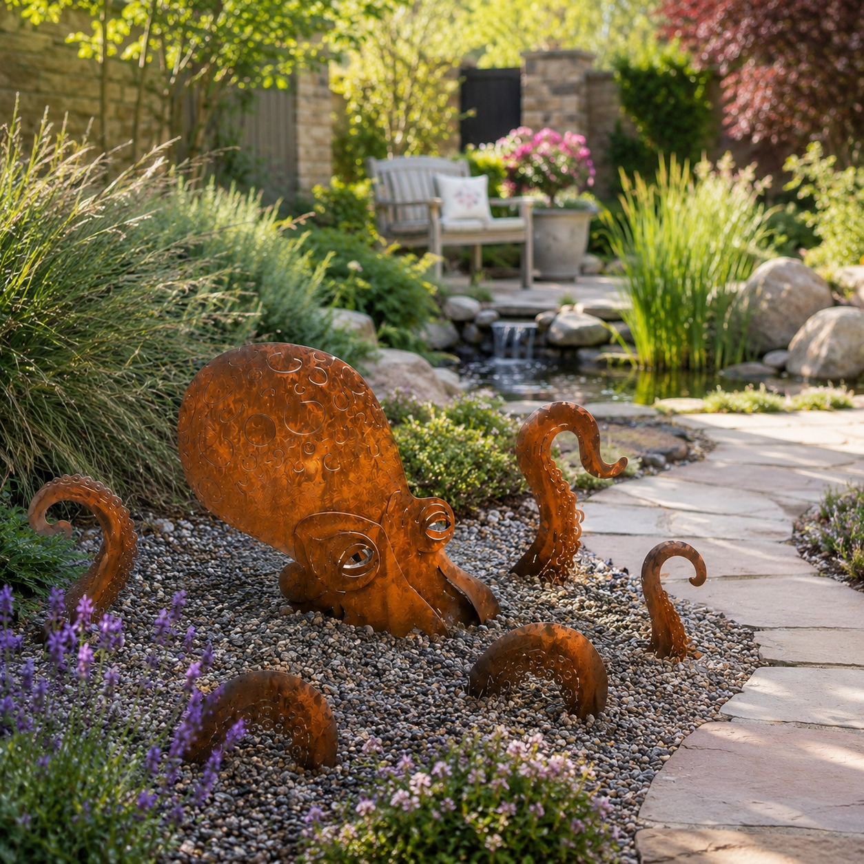 🔥Last Day 50% OFF🔥- 🐙Rust Patina Giant Squid Garden Sculpture