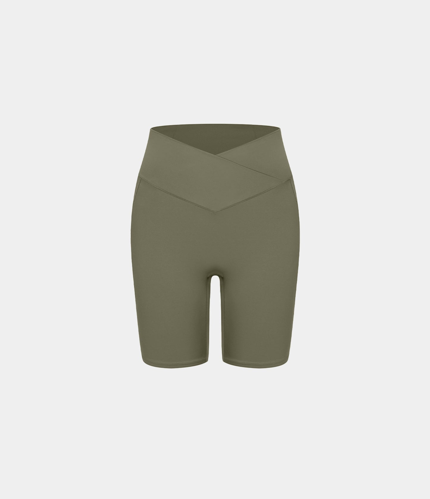 High Waisted Crossover Pocket Yoga Biker Shorts 7"-UPF50+
