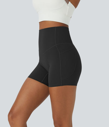 High Waisted Tummy Control Side Pocket Shaping Training Biker Shorts 5''