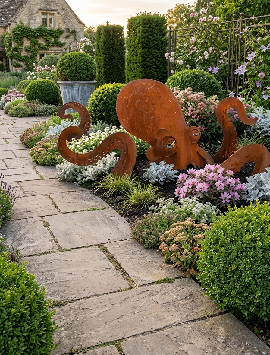 🔥Last Day 50% OFF🔥- 🐙Rust Patina Giant Squid Garden Sculpture