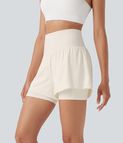 Airy Super High Waisted 2-in-1 Cool Touch Yoga Shorts 5'' with Pockets