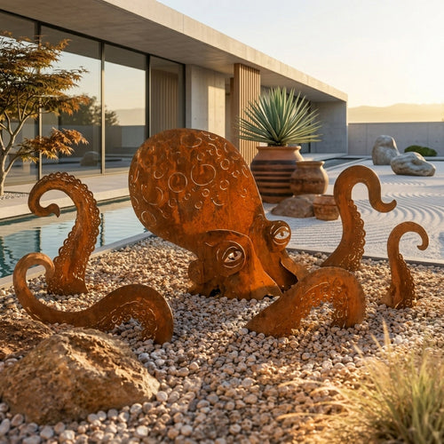 🔥Last Day 50% OFF🔥- 🐙Rust Patina Giant Squid Garden Sculpture