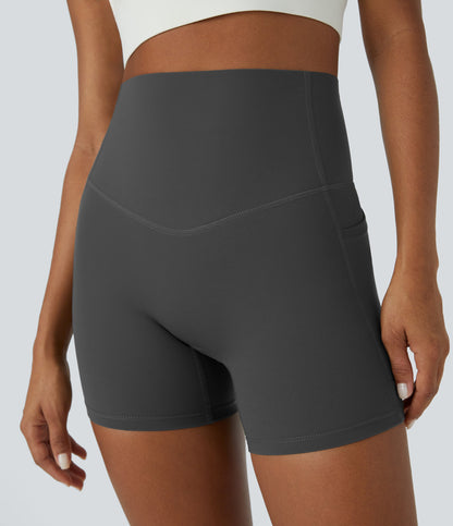 High Waisted Tummy Control Side Pocket Shaping Training Biker Shorts 5''