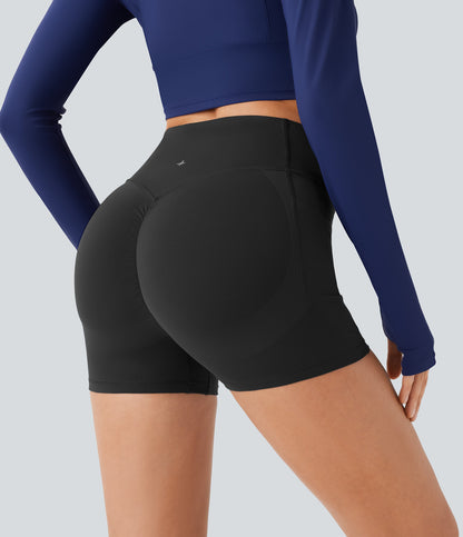 High Waisted Scrunch Butt Lifting Tummy Control Pocket Shaping Workout Biker Shorts 3''