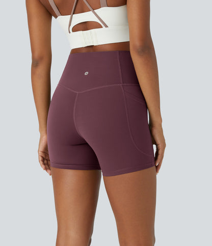 High Waisted Tummy Control Side Pocket Shaping Training Biker Shorts 5''
