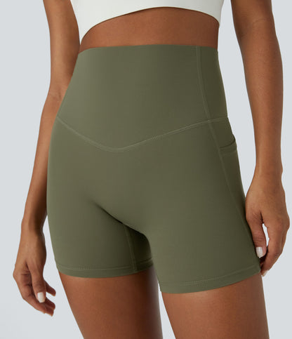 High Waisted Tummy Control Side Pocket Shaping Training Biker Shorts 5''