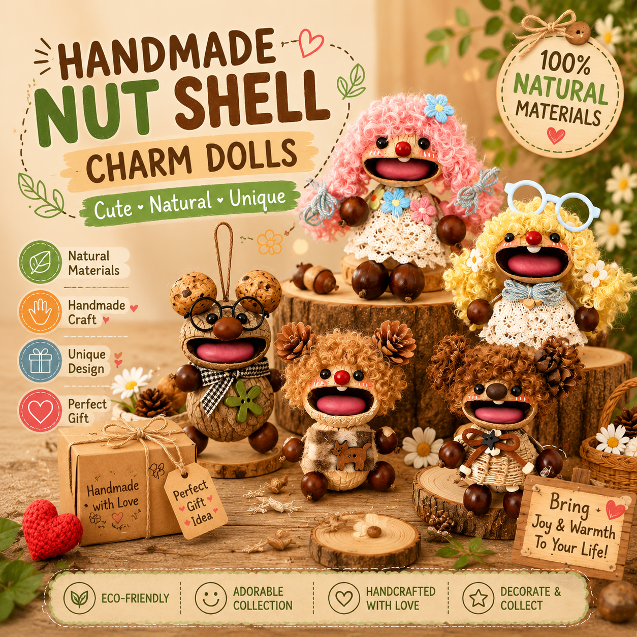 Handmade Pod Shell Charm Doll