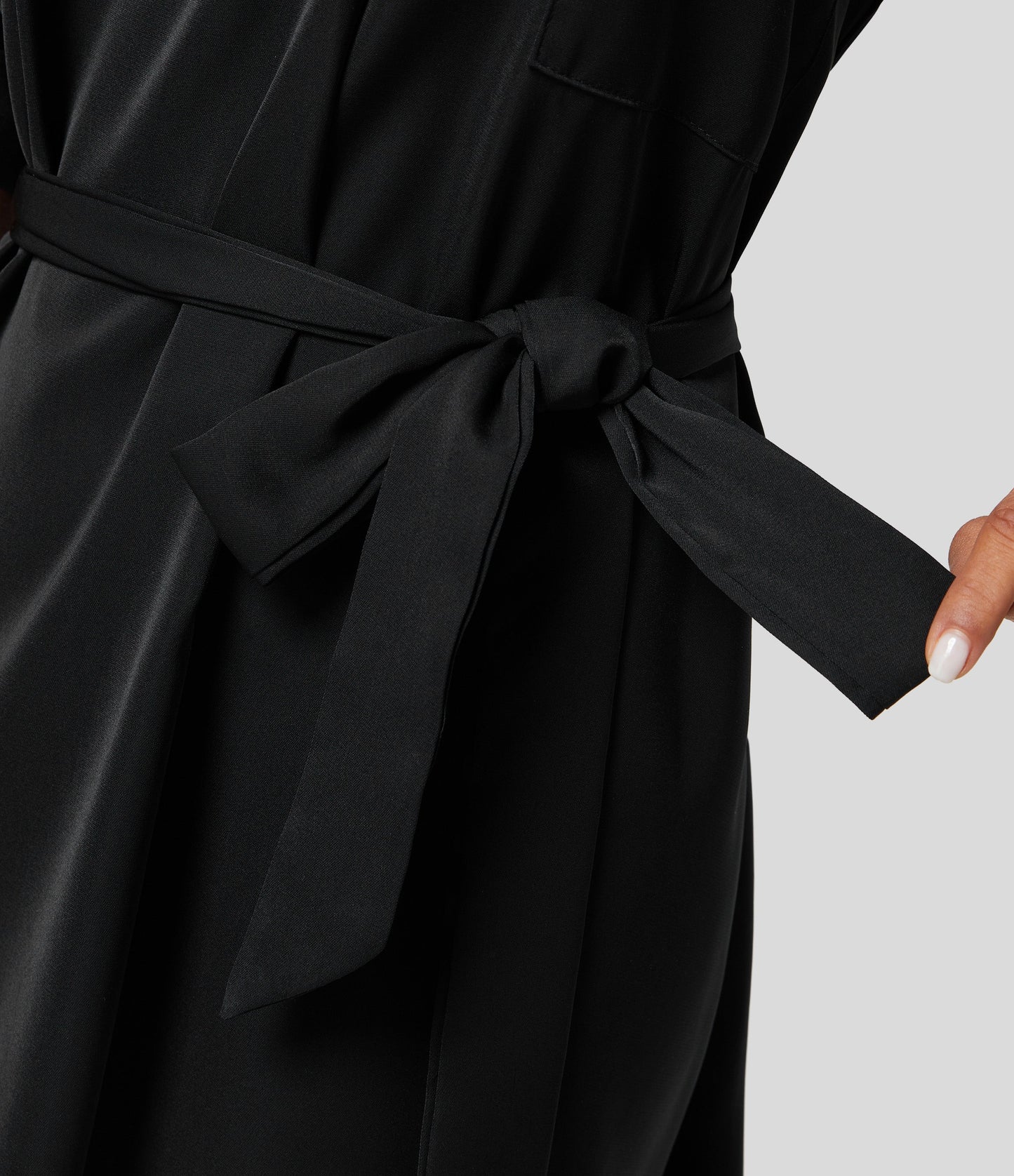 Roll Up Sleeve Belted Relaxed Work Shirt Dress