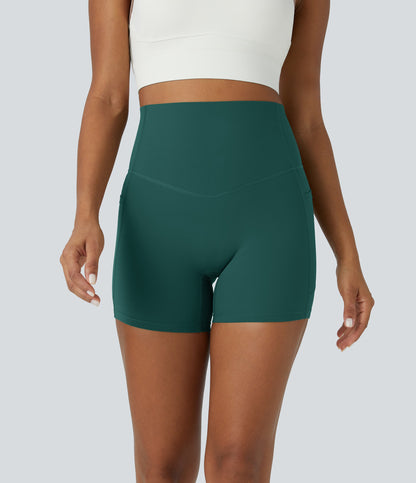 High Waisted Tummy Control Side Pocket Shaping Training Biker Shorts 5''