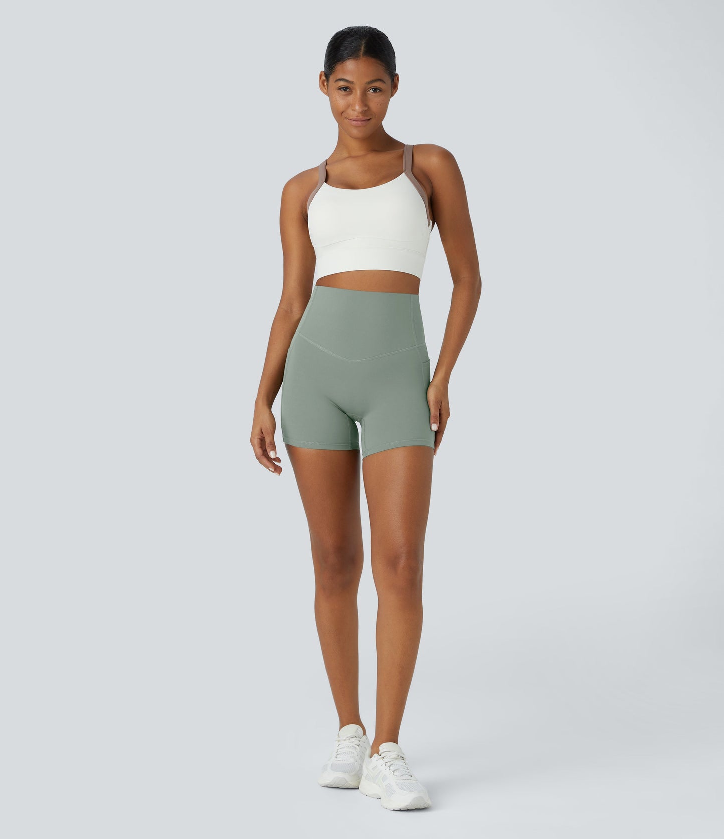 High Waisted Tummy Control Side Pocket Shaping Training Biker Shorts 5''