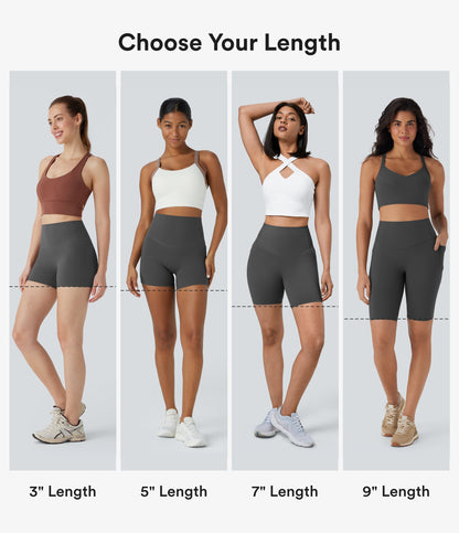 High Waisted Tummy Control Pocket Shaping Training Biker Shorts 9''