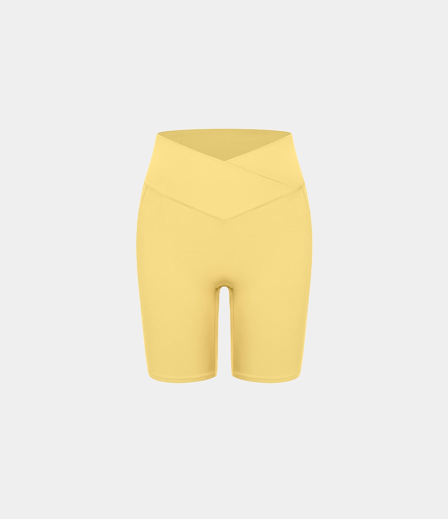 High Waisted Crossover Pocket Yoga Biker Shorts 7"-UPF50+