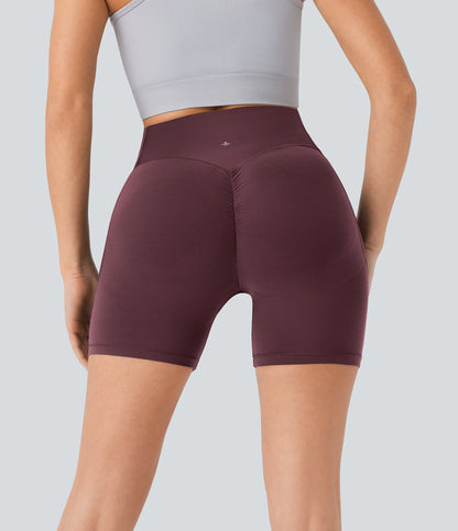 High Waisted Scrunch Butt Lifting Tummy Control Side Pocket Shaping Workout Biker Shorts 5''