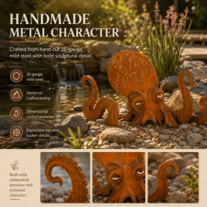 🔥Last Day 50% OFF🔥- 🐙Rust Patina Giant Squid Garden Sculpture