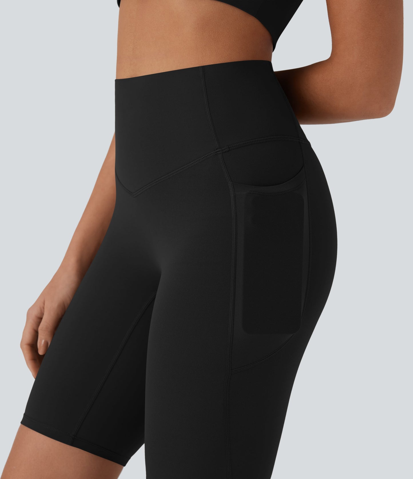 High Waisted Tummy Control Pocket Shaping Training Biker Shorts 9''