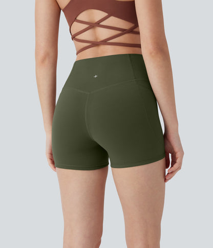 High Waisted Tummy Control Pocket Shaping Training Biker Shorts 3''