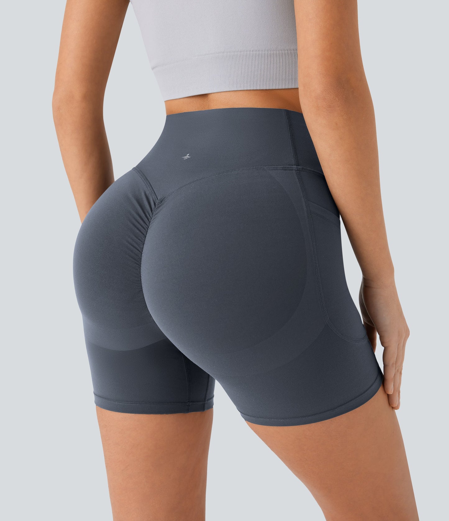 High Waisted Scrunch Butt Lifting Tummy Control Side Pocket Shaping Workout Biker Shorts 5''
