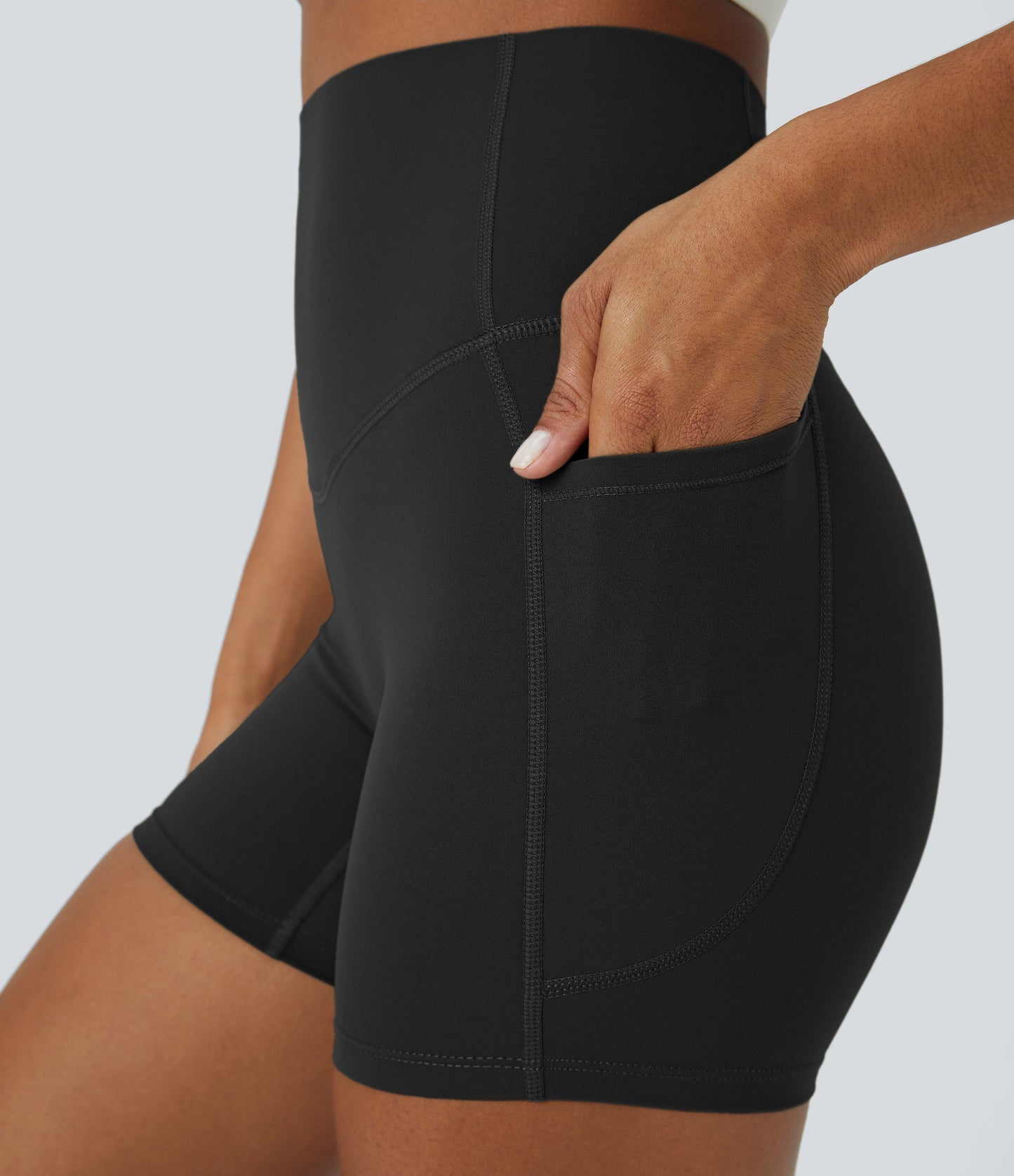 High Waisted Tummy Control Side Pocket Shaping Training Biker Shorts 5''