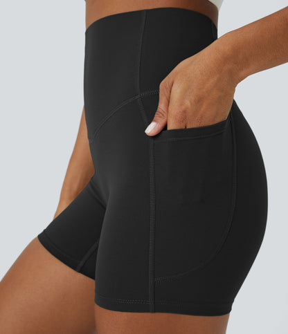 High Waisted Tummy Control Side Pocket Shaping Training Biker Shorts 5''