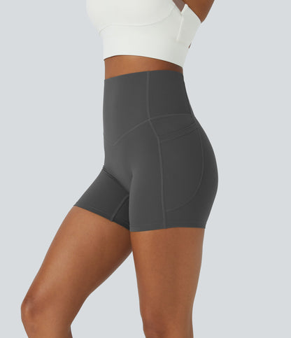 High Waisted Tummy Control Side Pocket Shaping Training Biker Shorts 5''
