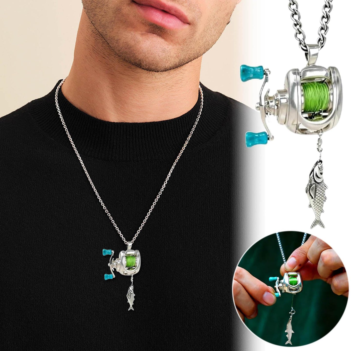 🎁LAST DAY 50% OFF 😍2026 Newest Collectible Mini Fishing Reel Pendant Necklace for Anglers