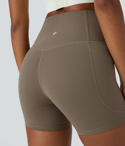 High Waisted Tummy Control Side Pocket Shaping Training Biker Shorts 5''