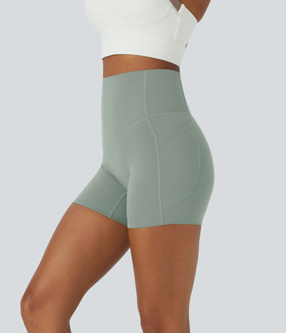 High Waisted Tummy Control Side Pocket Shaping Training Biker Shorts 5''