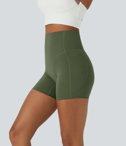 High Waisted Tummy Control Side Pocket Shaping Training Biker Shorts 5''