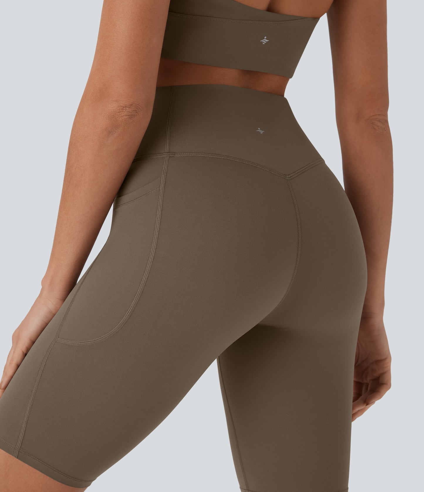 High Waisted Tummy Control Pocket Shaping Training Biker Shorts 9''