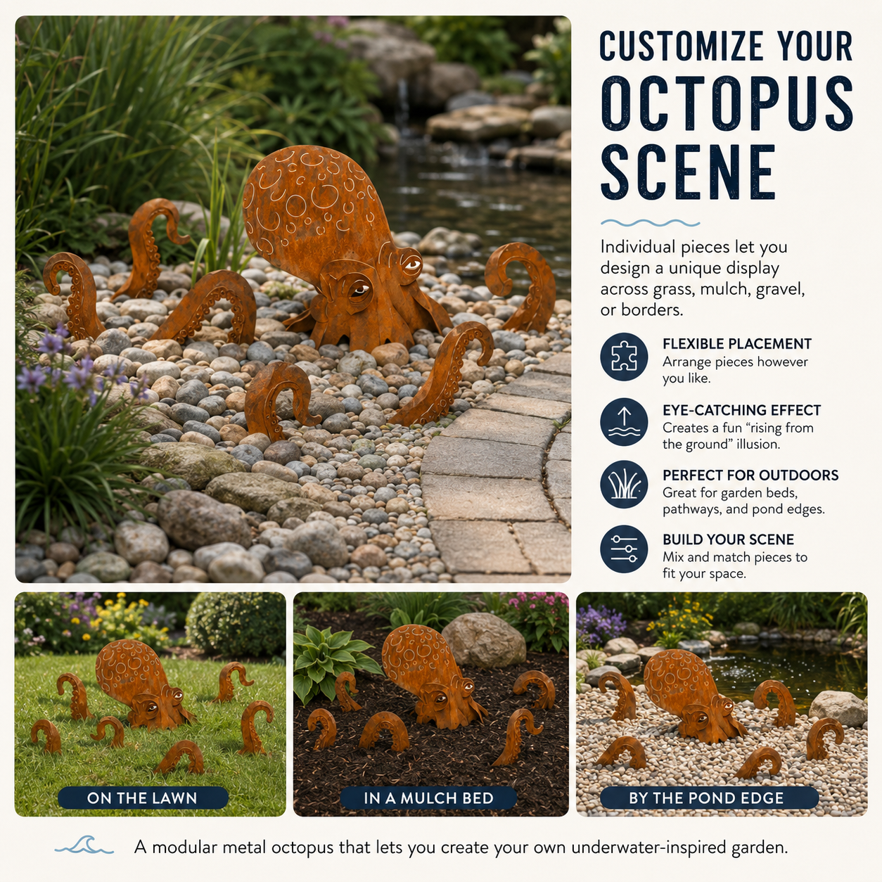 🔥Last Day 50% OFF🔥- 🐙Rust Patina Giant Squid Garden Sculpture