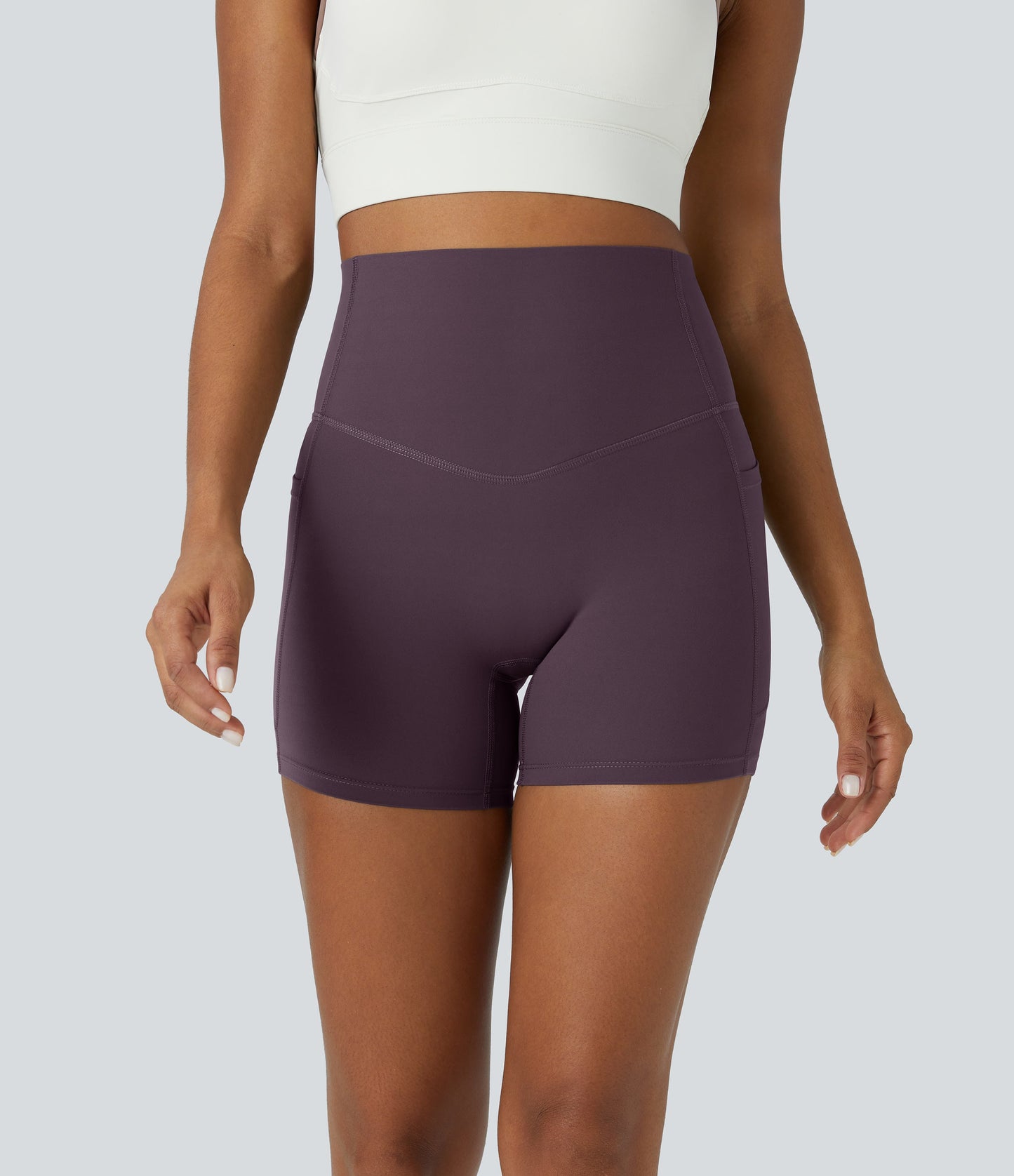 High Waisted Tummy Control Side Pocket Shaping Training Biker Shorts 5''