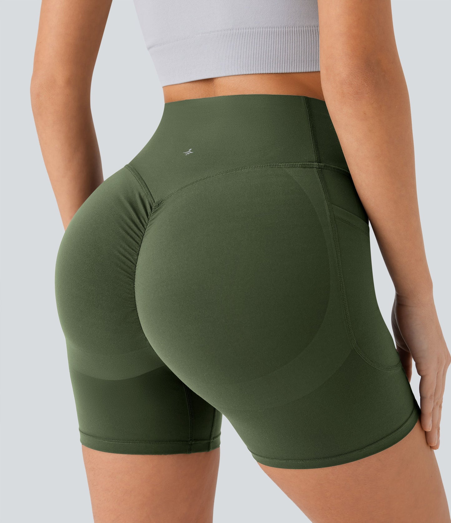 High Waisted Scrunch Butt Lifting Tummy Control Side Pocket Shaping Workout Biker Shorts 5''