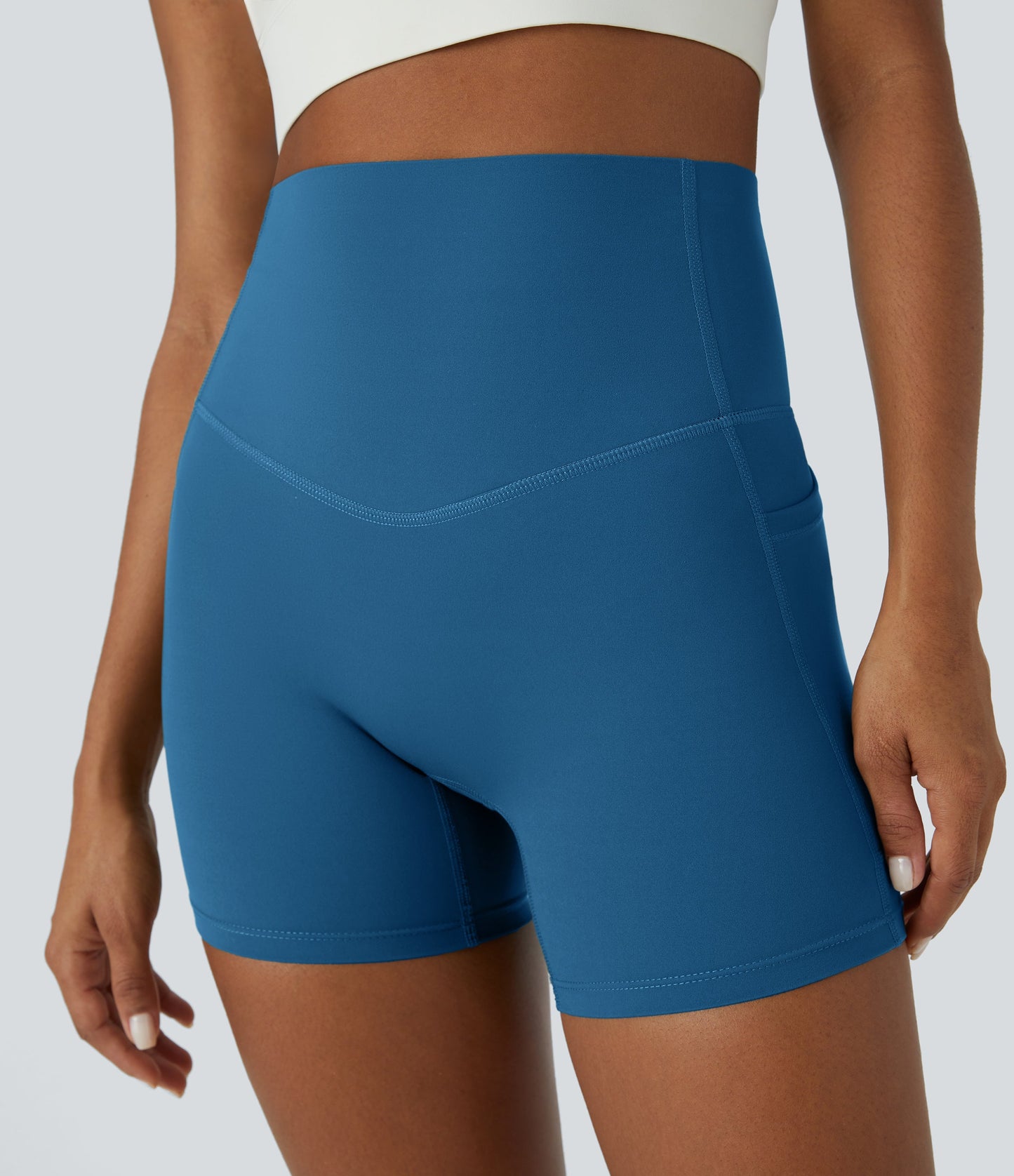 High Waisted Tummy Control Side Pocket Shaping Training Biker Shorts 5''