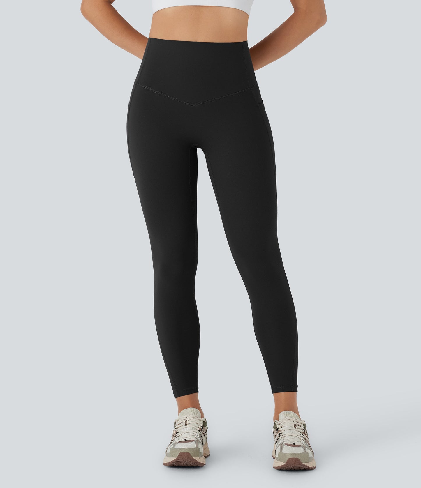 High Waisted Tummy Control Built-in Underwear Anti-Bacterial Shaping 7/8 Workout Leggings with Pockets