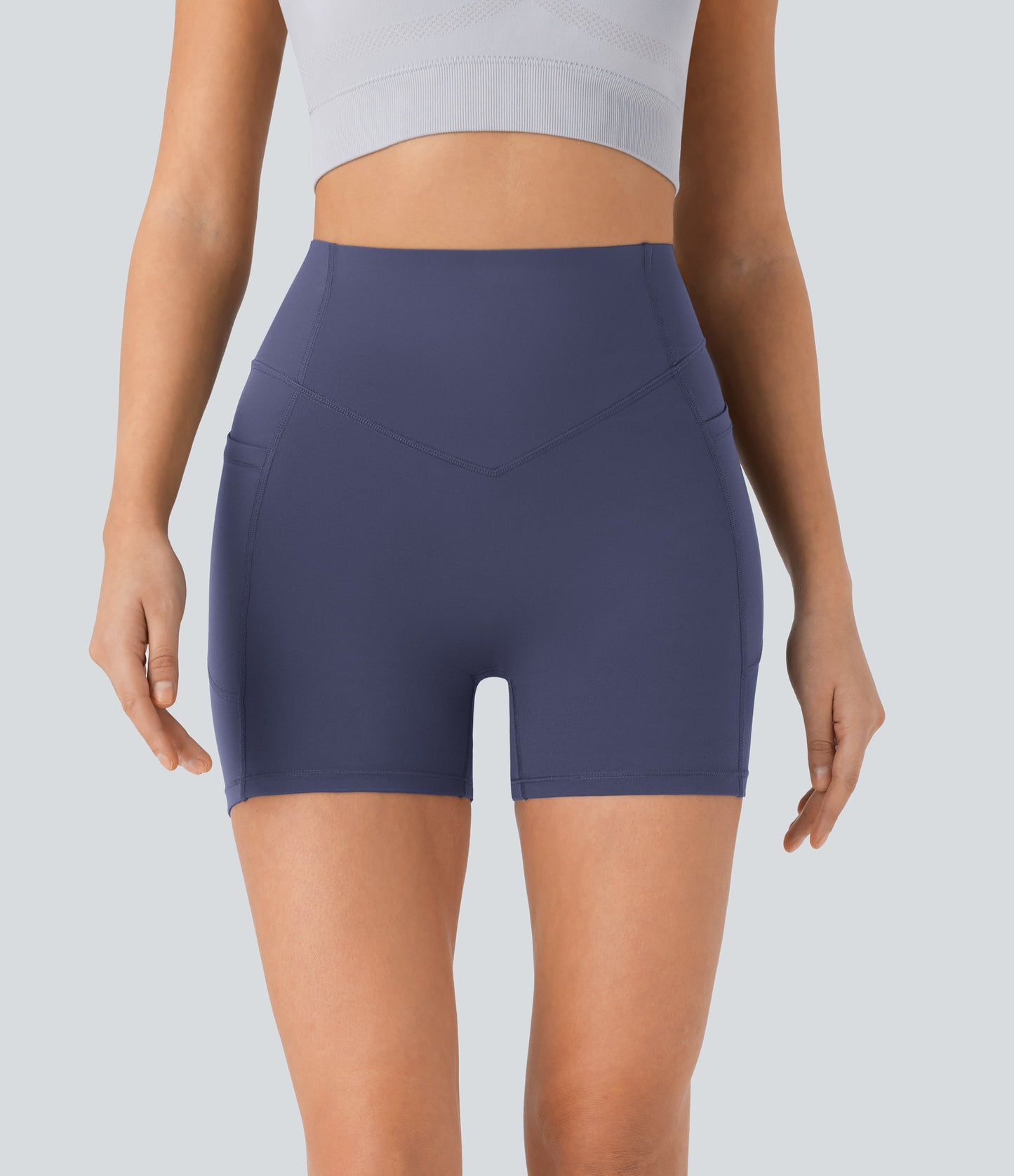 High Waisted Scrunch Butt Lifting Tummy Control Side Pocket Shaping Workout Biker Shorts 5''