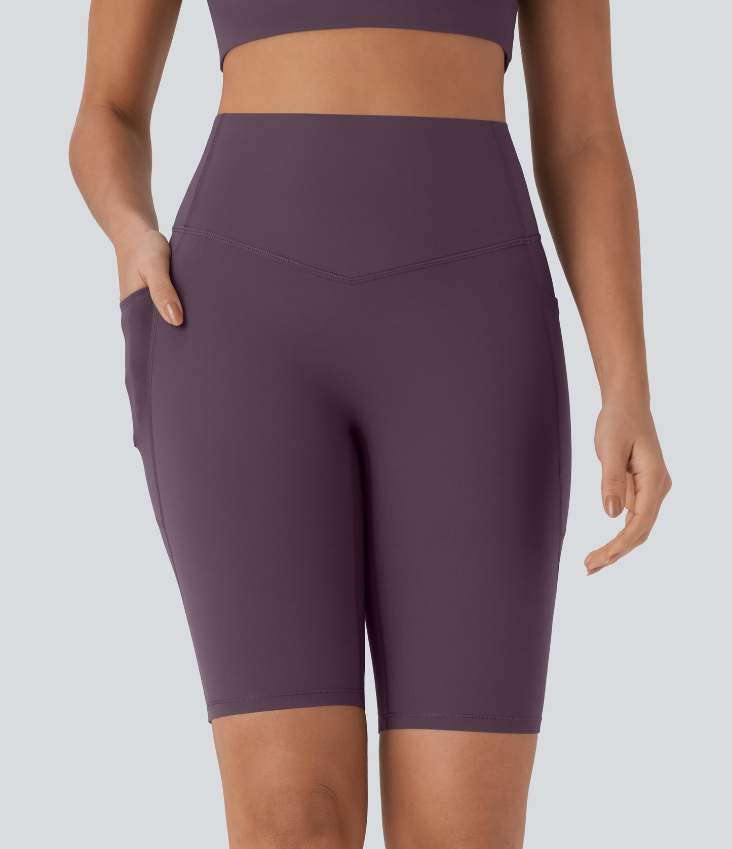 High Waisted Tummy Control Pocket Shaping Training Biker Shorts 9''