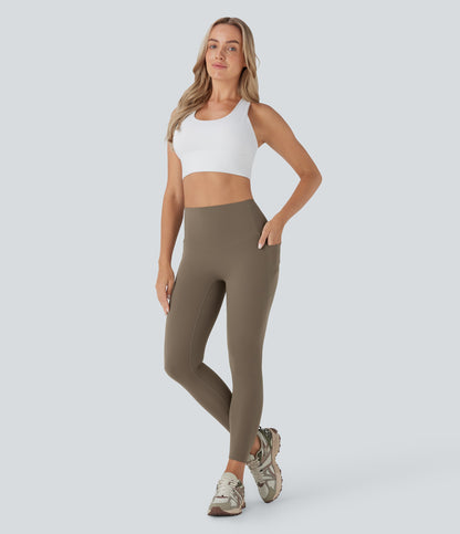 High Waisted Tummy Control Built-in Underwear Anti-Bacterial Shaping 7/8 Workout Leggings with Pockets